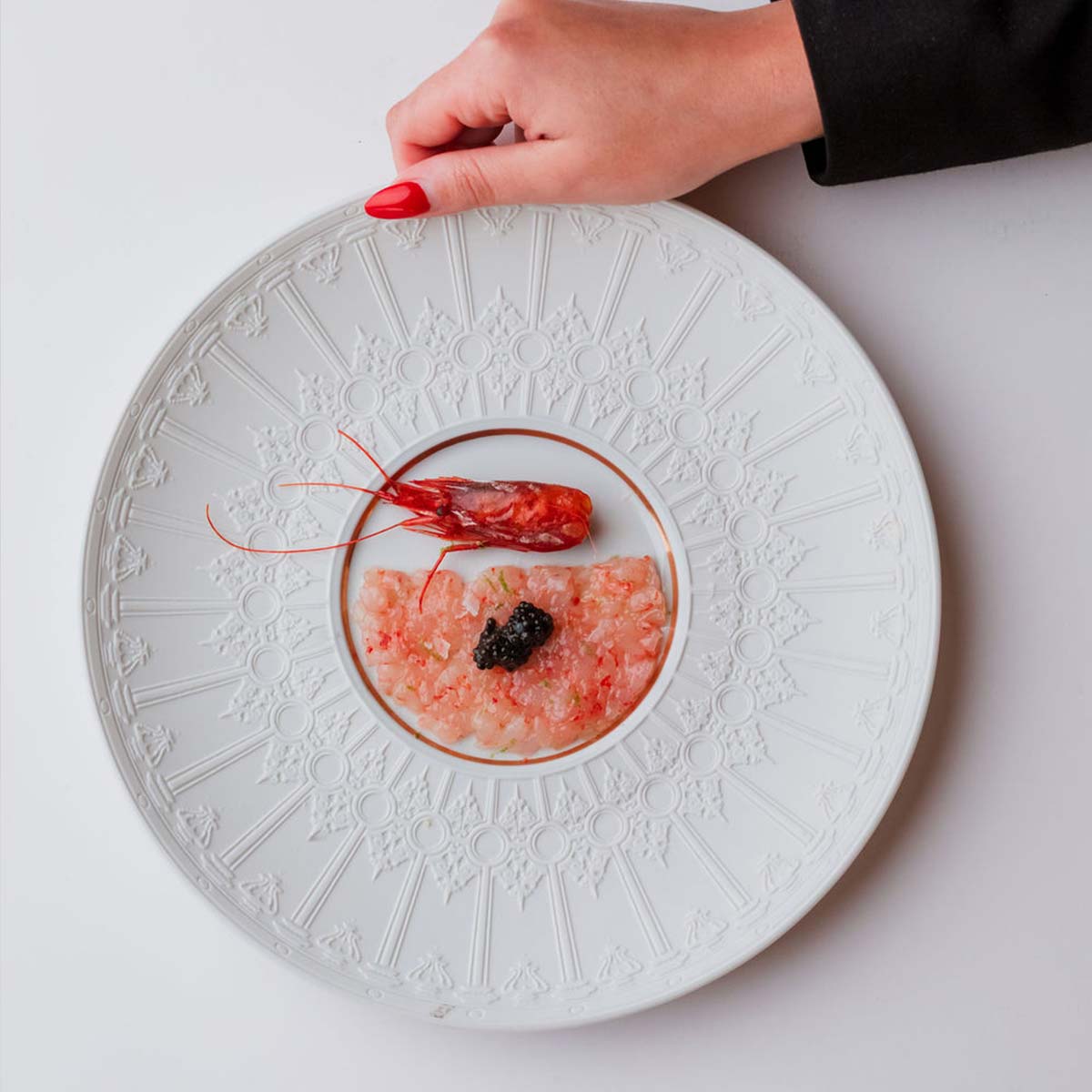 carpaccio de gamba roja en Carnívora